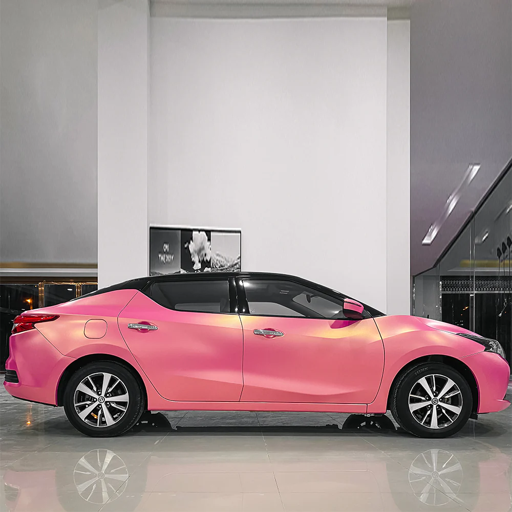 Matte Metallic Diamond Gold Pink Car Vinyl Wrap