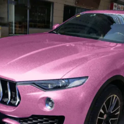 Glitter Gloss Metallic Pink Vinyl Wrap Sparkle Pink Car Wrap