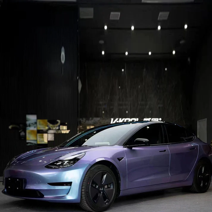 gloss chameleon grey purple car wrap