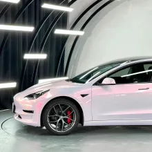 Gloss Metallic Chameleon Pink White Vinyl Wrap