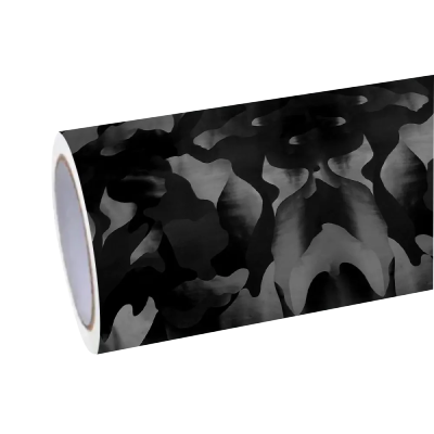 Matte Camo Black Car Vinyl Wrap| 3D Ghost Camouflage Black PET 01