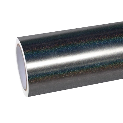 Matte Metallic Rainbow Laser Black Car Vinyl Wrap 01