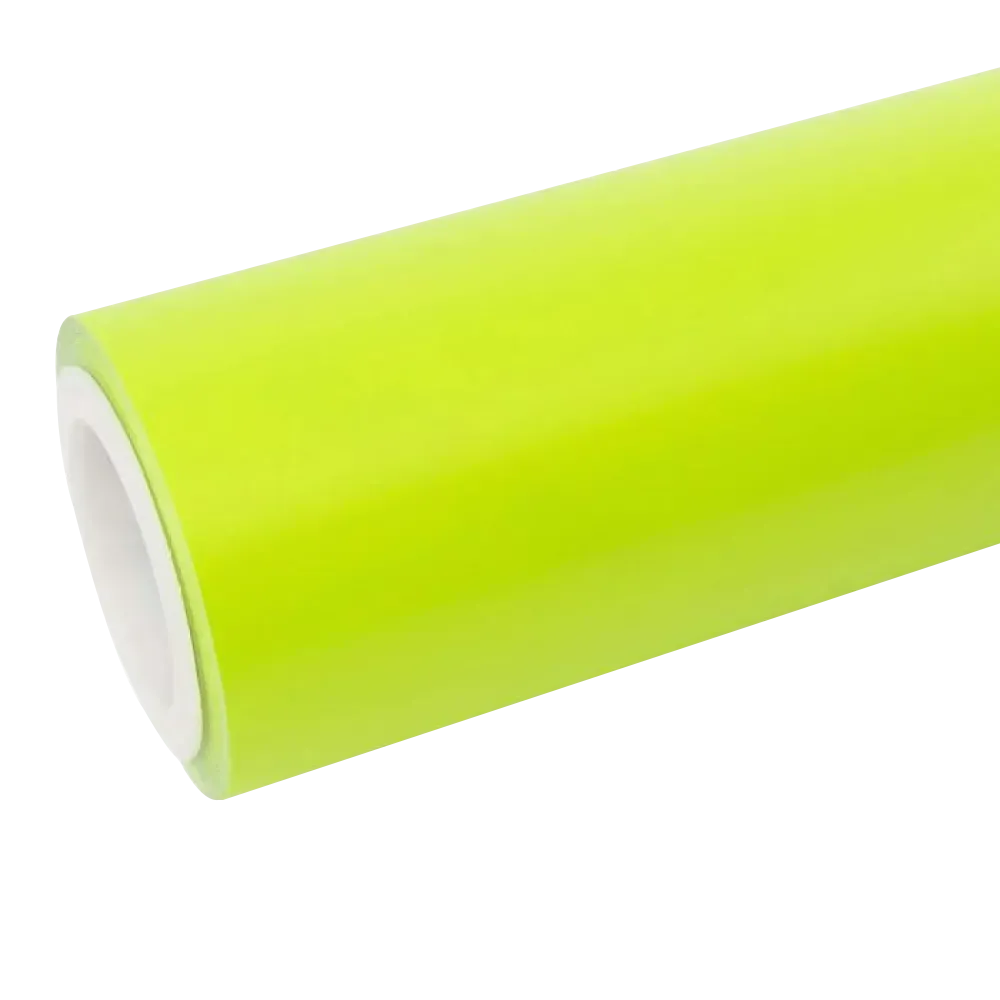 Neon yellow car wrap, large vinyl graphic or decal, used by a