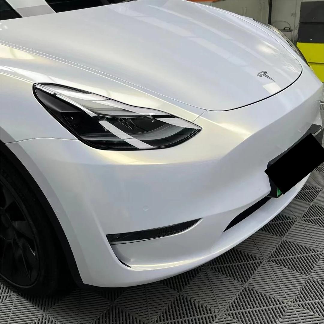 Gloss Metallic Chameleon Gold White Car Vinyl Wrap Audi PET