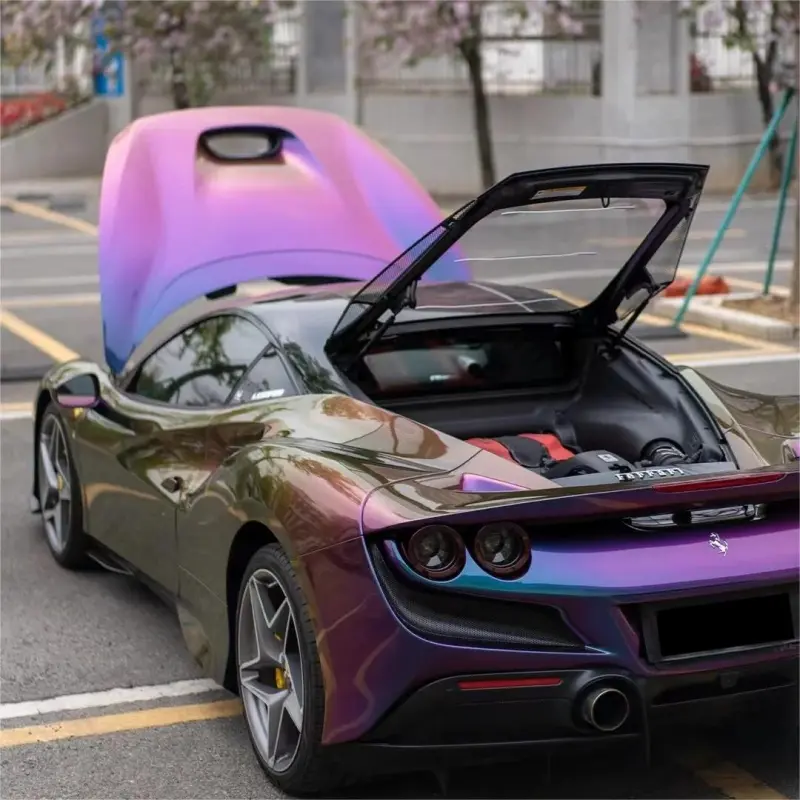 Gloss Metallic Chameleon Yellow Purple Car Vinyl Wrap PET
