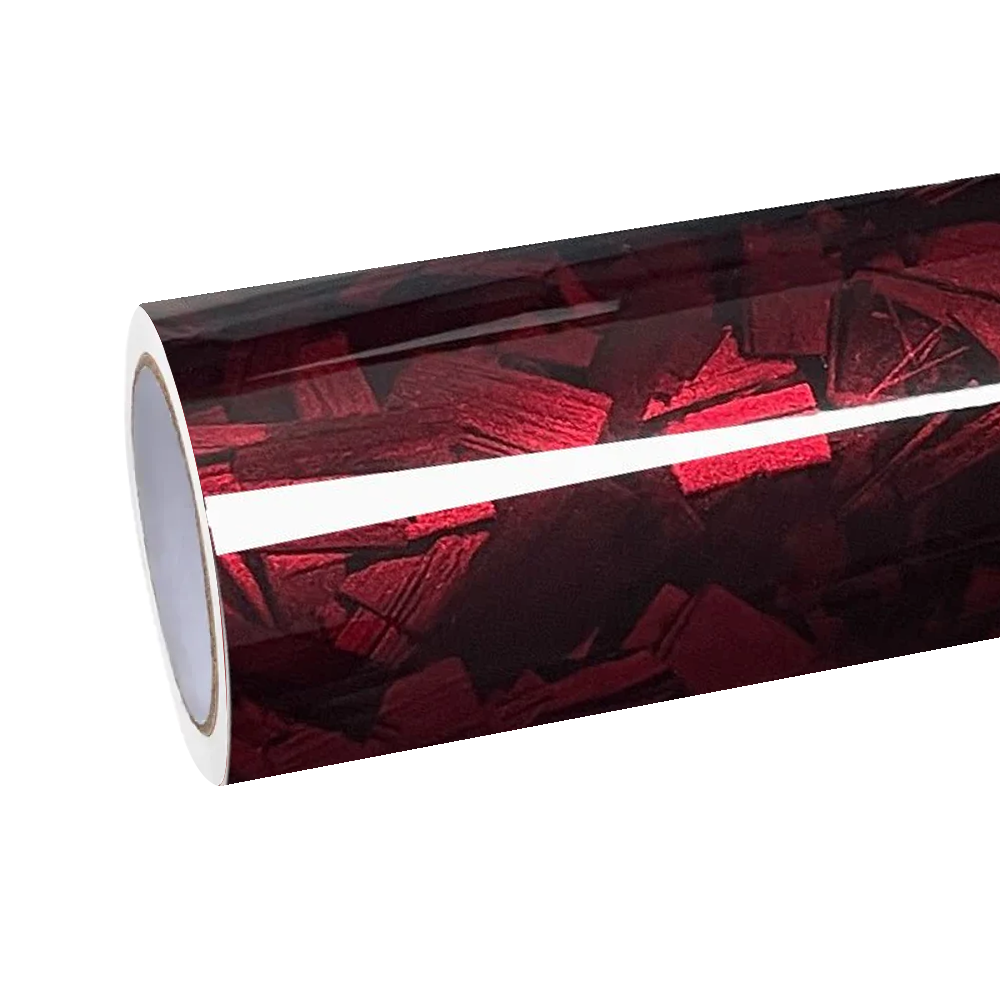 Gloss Red Forged Carbon Car Vinyl Wrap PET