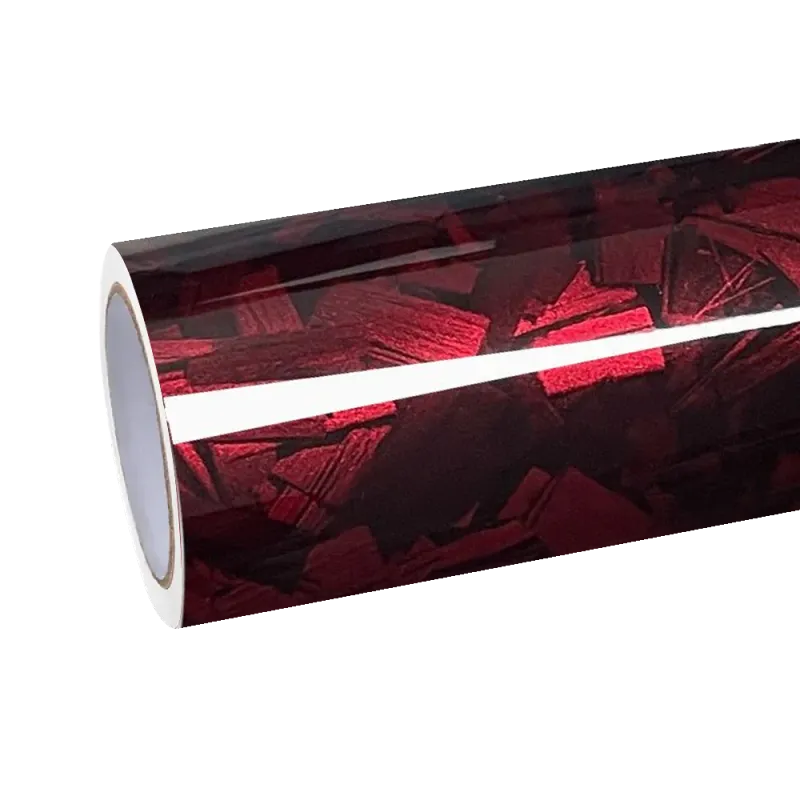 Gloss Red Forged Carbon Car Vinyl Wrap PET | Red Carbon Fiber Wrap