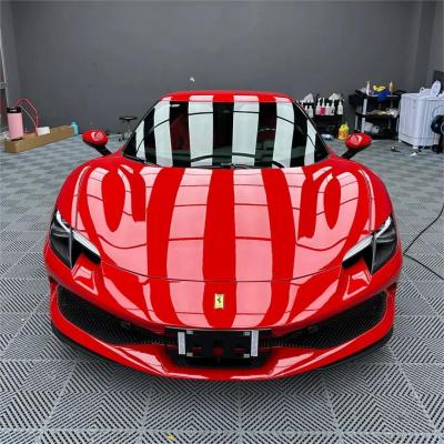 Gloss Ferrari Red Car Vinyl Wrap PET 02