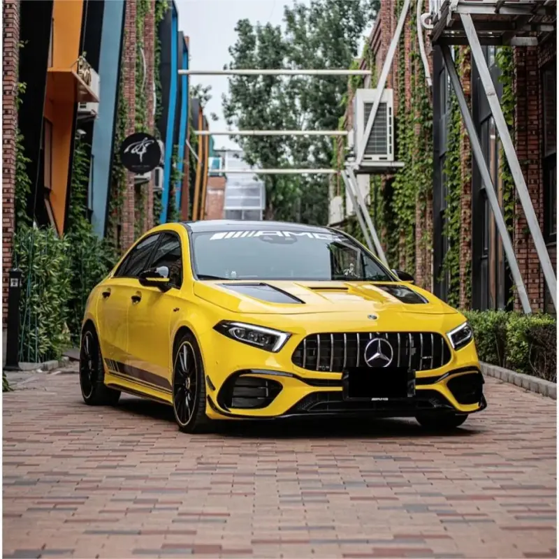 Gloss Racing Yellow Car Vinyl Wrap PET