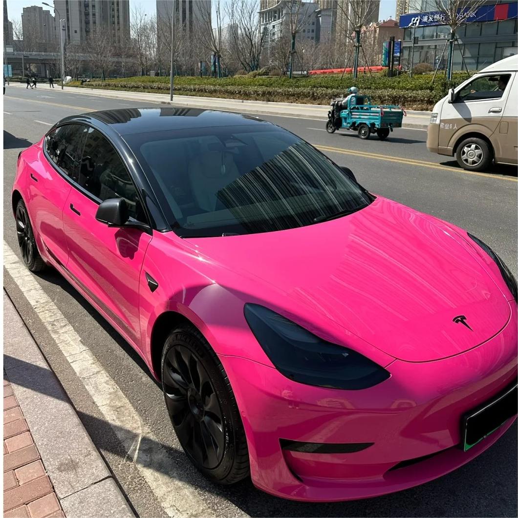 Gloss Rose Red Car Vinyl Wrap PET