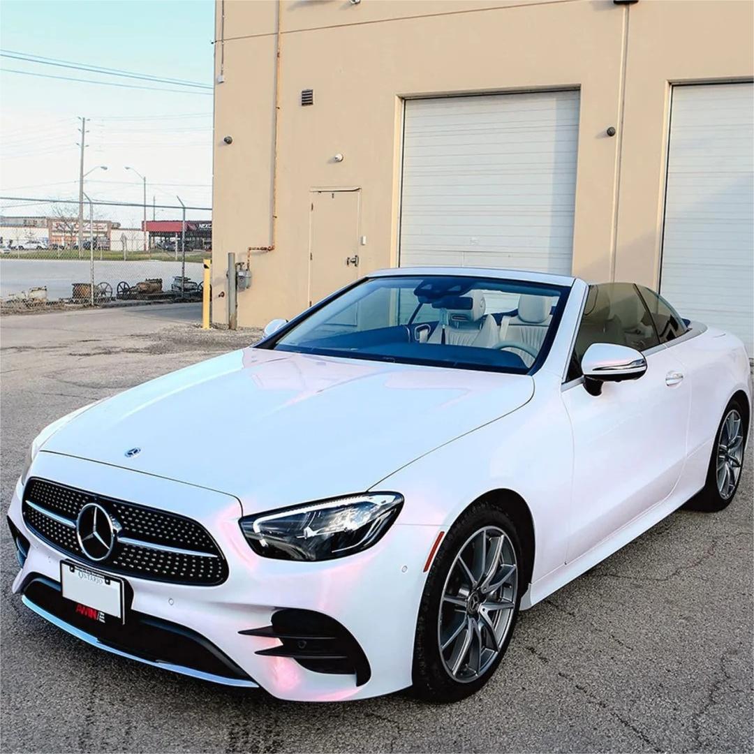 Gloss Metallic Chameleon Pearl Pink White Car Vinyl Wrap PET