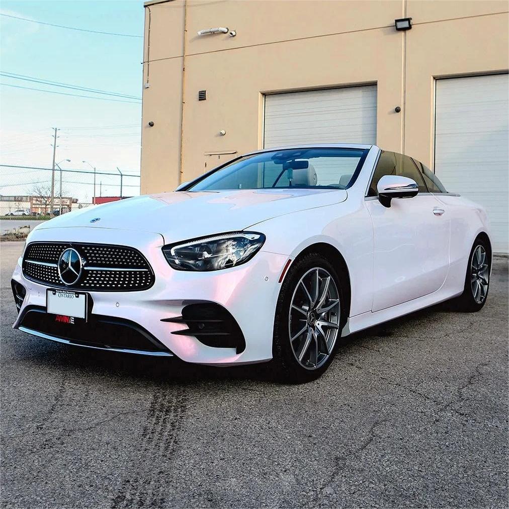 Gloss Metallic Chameleon Pearl Pink White Car Vinyl Wrap PET