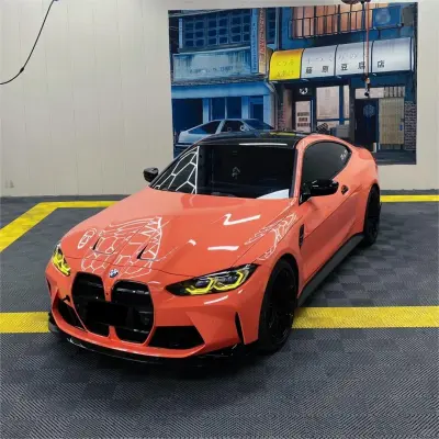 Gloss Coral Orange Car Vinyl Wrap PET 02
