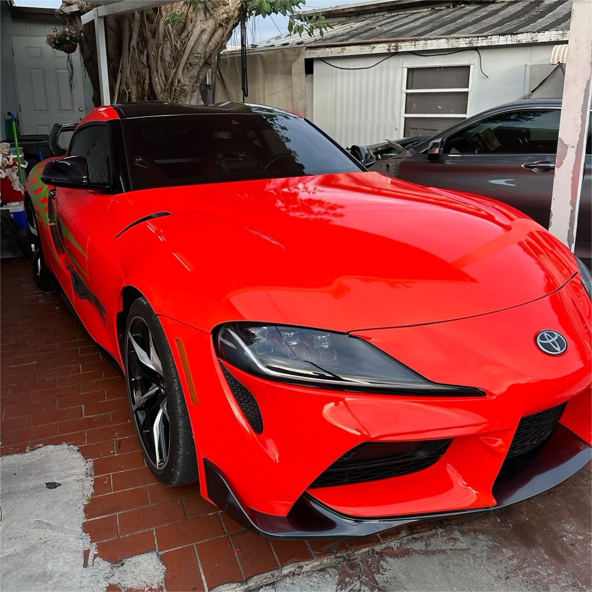Gloss Fluorescent Orange Car Vinyl Wrap