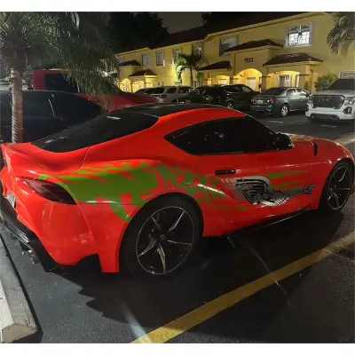 Gloss Fluorescent Orange Car Vinyl Wrap 02