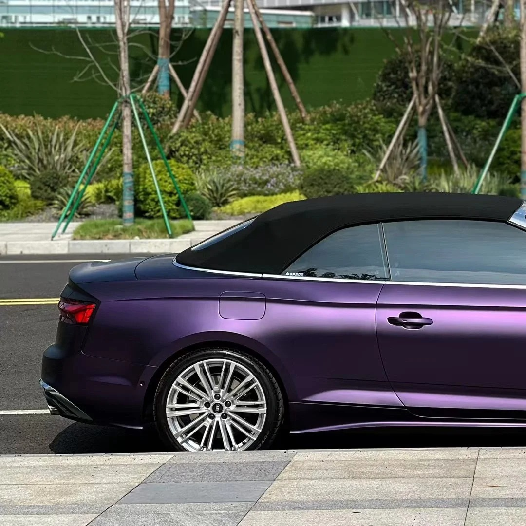 Ultra Matte Metallic Dark Purple Car Vinyl Wrap PET