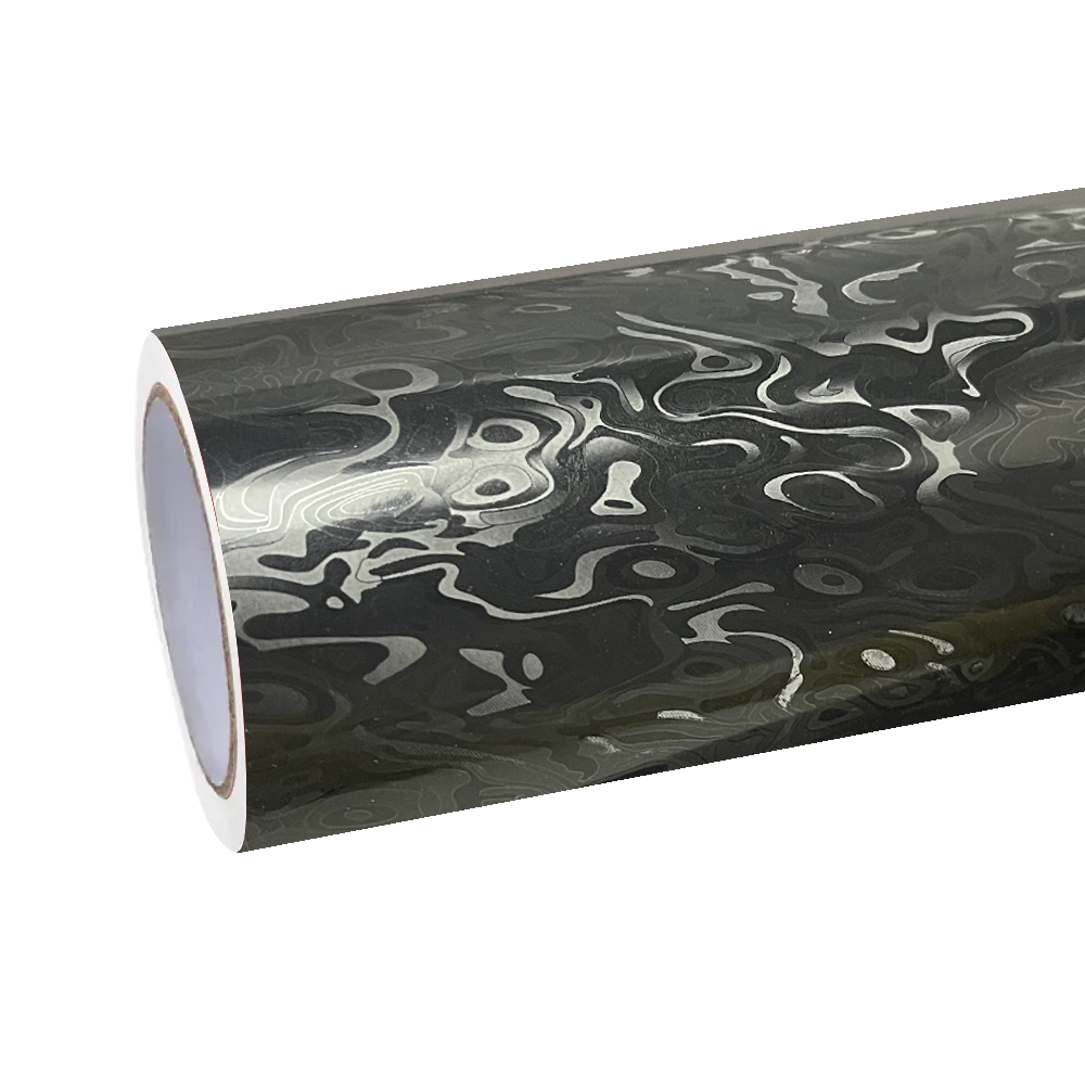Gloss Black Damascus Carbon Car Wrap | Black Damascus Carbon Vinyl