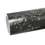 Gloss Black Damascus Carbon Car Vinyl Wrap PET