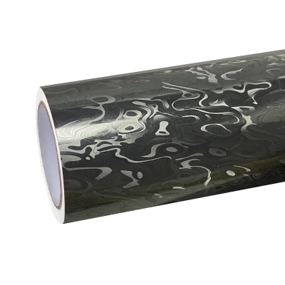 Gloss Black Damascus Carbon Car Vinyl Wrap PET 01