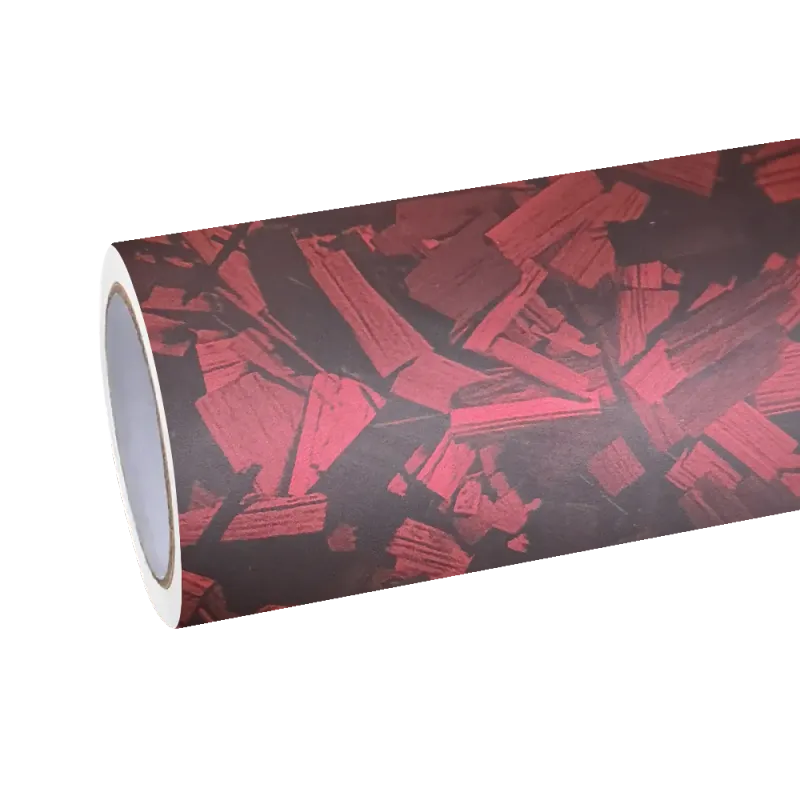 Matte Red Forging Carbon Fiber Car Vinyl Wrap PET