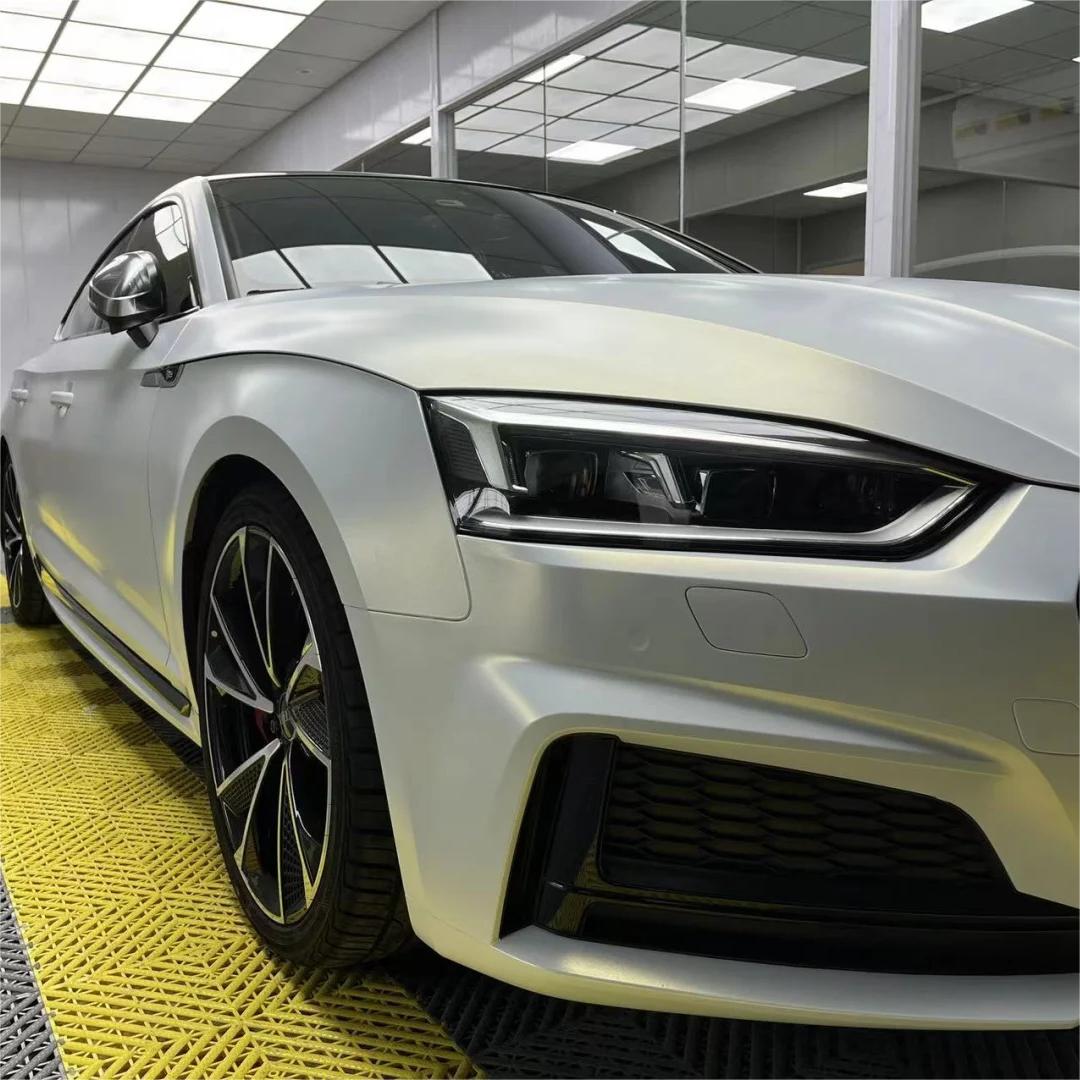 Matte Metallic Chameleon Diamond Gold White Car Vinyl Wrap