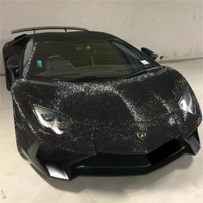 Matte Diamond Glitter Black Car Vinyl Wrap 02