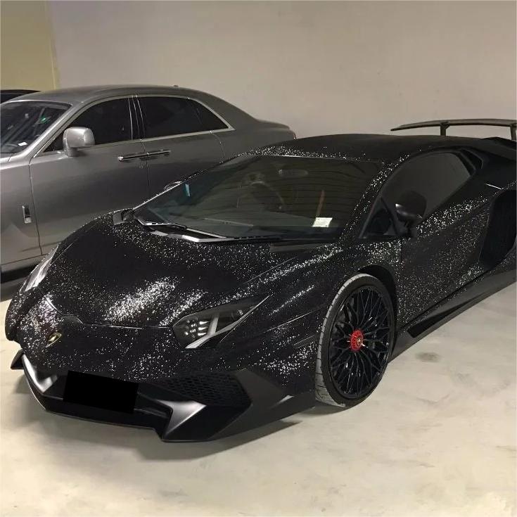 Matte Diamond Glitter Black Car Vinyl Wrap