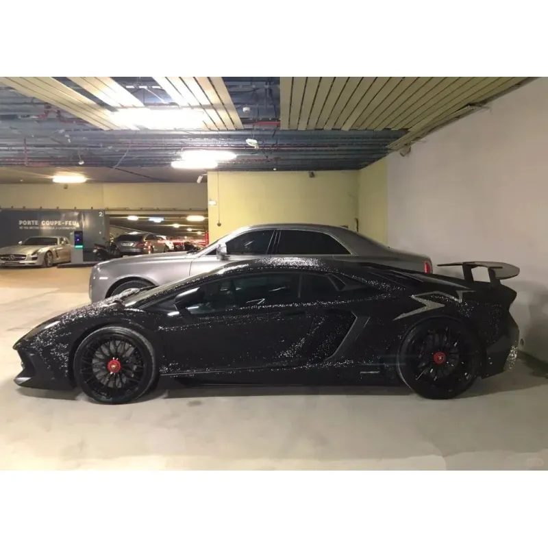Matte Diamond Glitter Black Car Vinyl Wrap