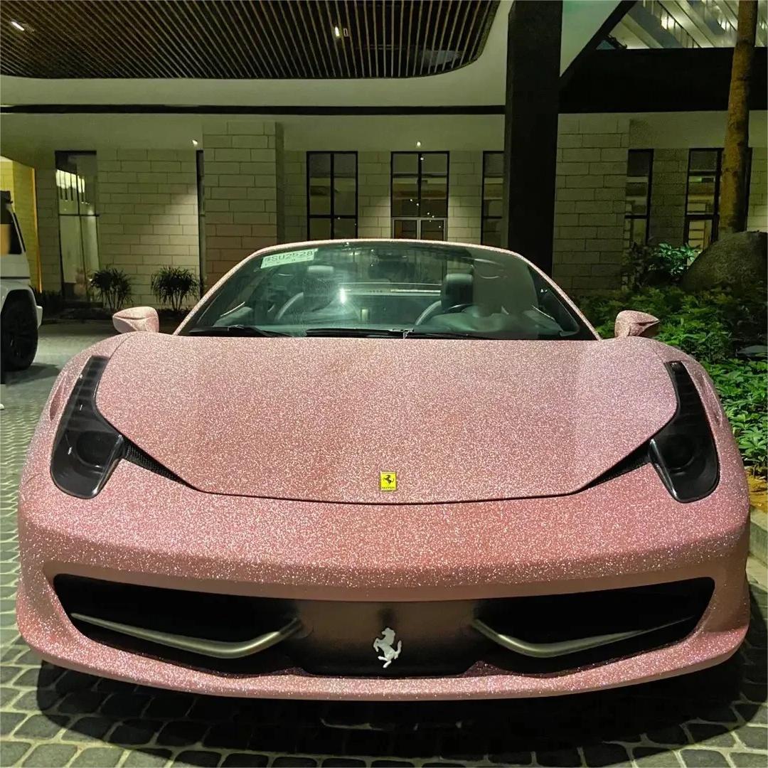 Matte Diamond Glitter Pink Car Vinyl Wrap