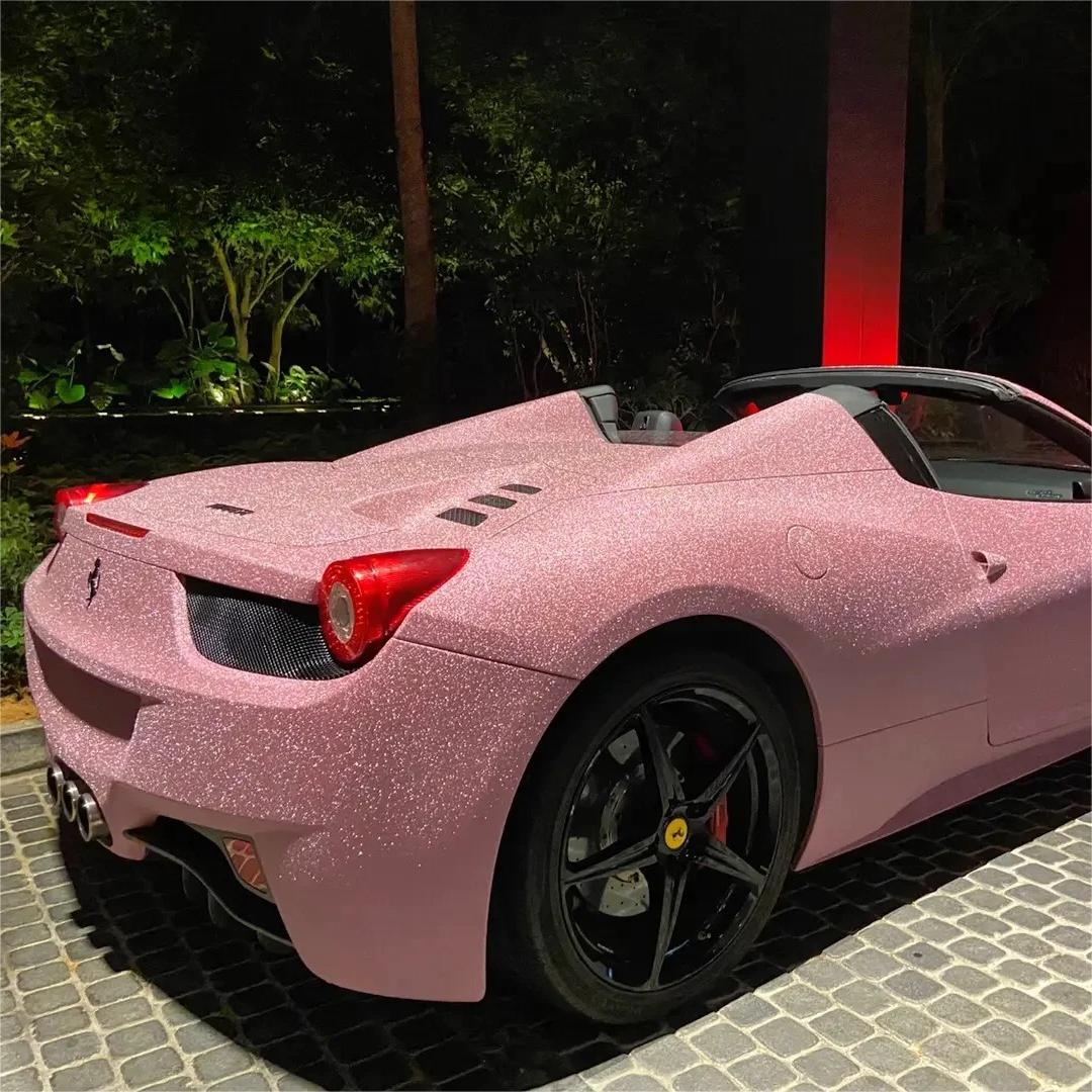 Matte Diamond Glitter Pink Car Vinyl Wrap