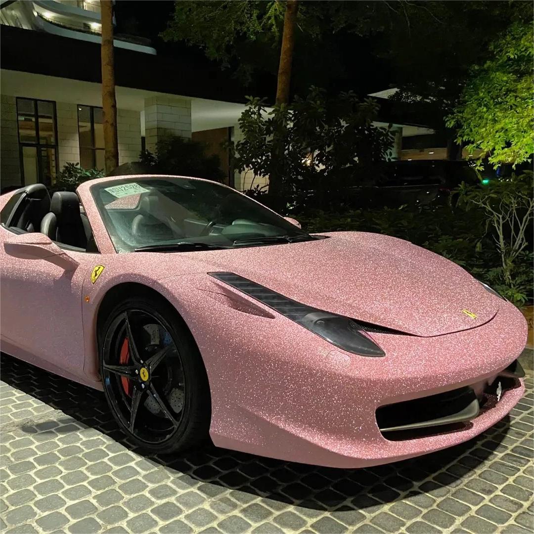 Matte Diamond Glitter Pink Car Vinyl Wrap