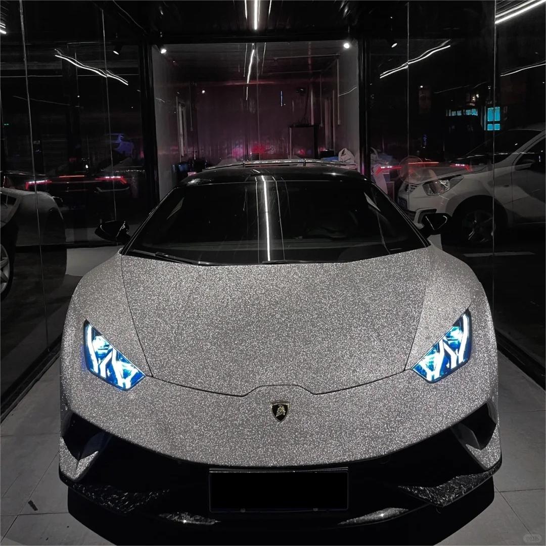 Matte Diamond Glitter Silver Car Vinyl Wrap