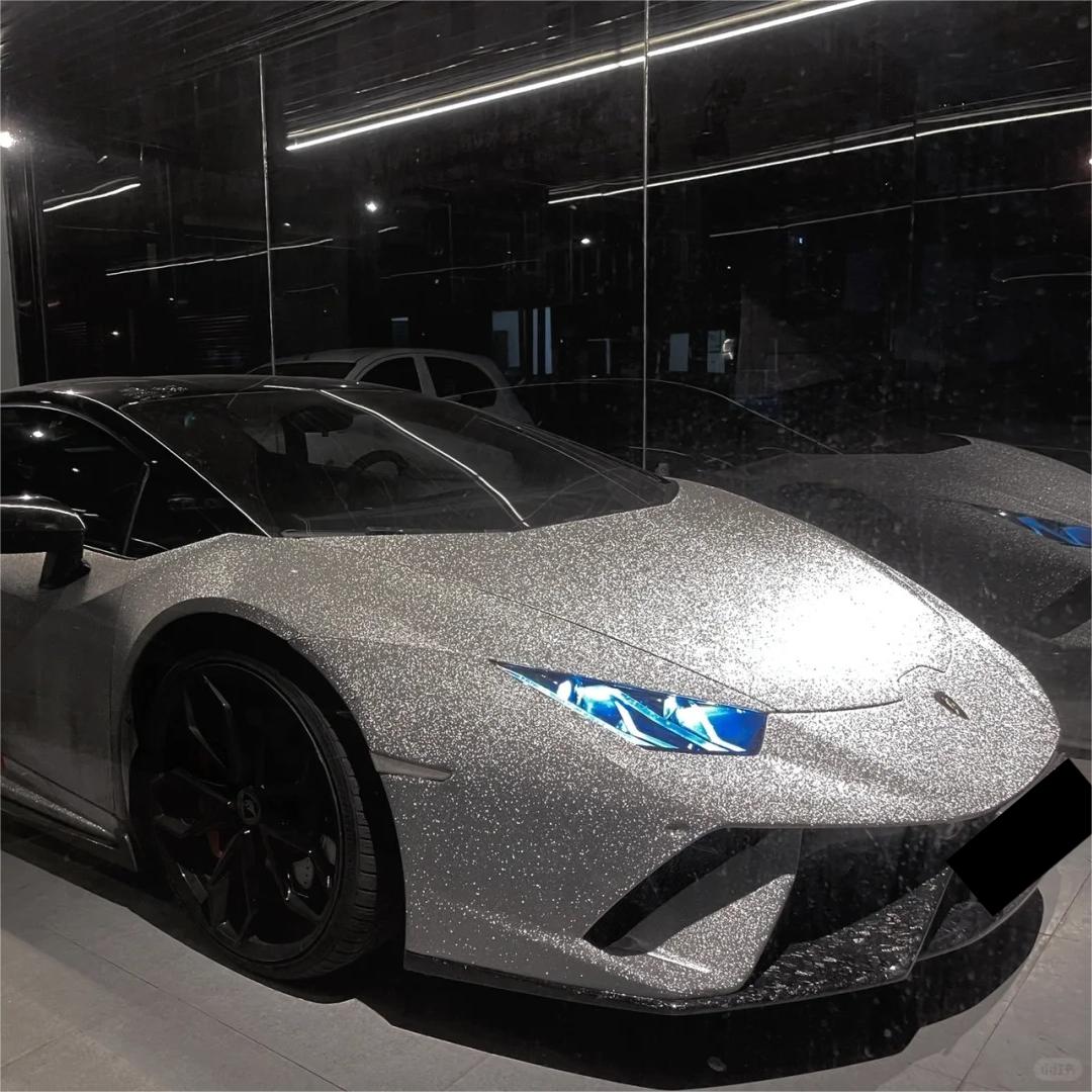 Matte Diamond Glitter Silver Car Vinyl Wrap