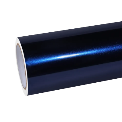 Glossy Metallic Glitter Black Blue Vinyl Wrap 01