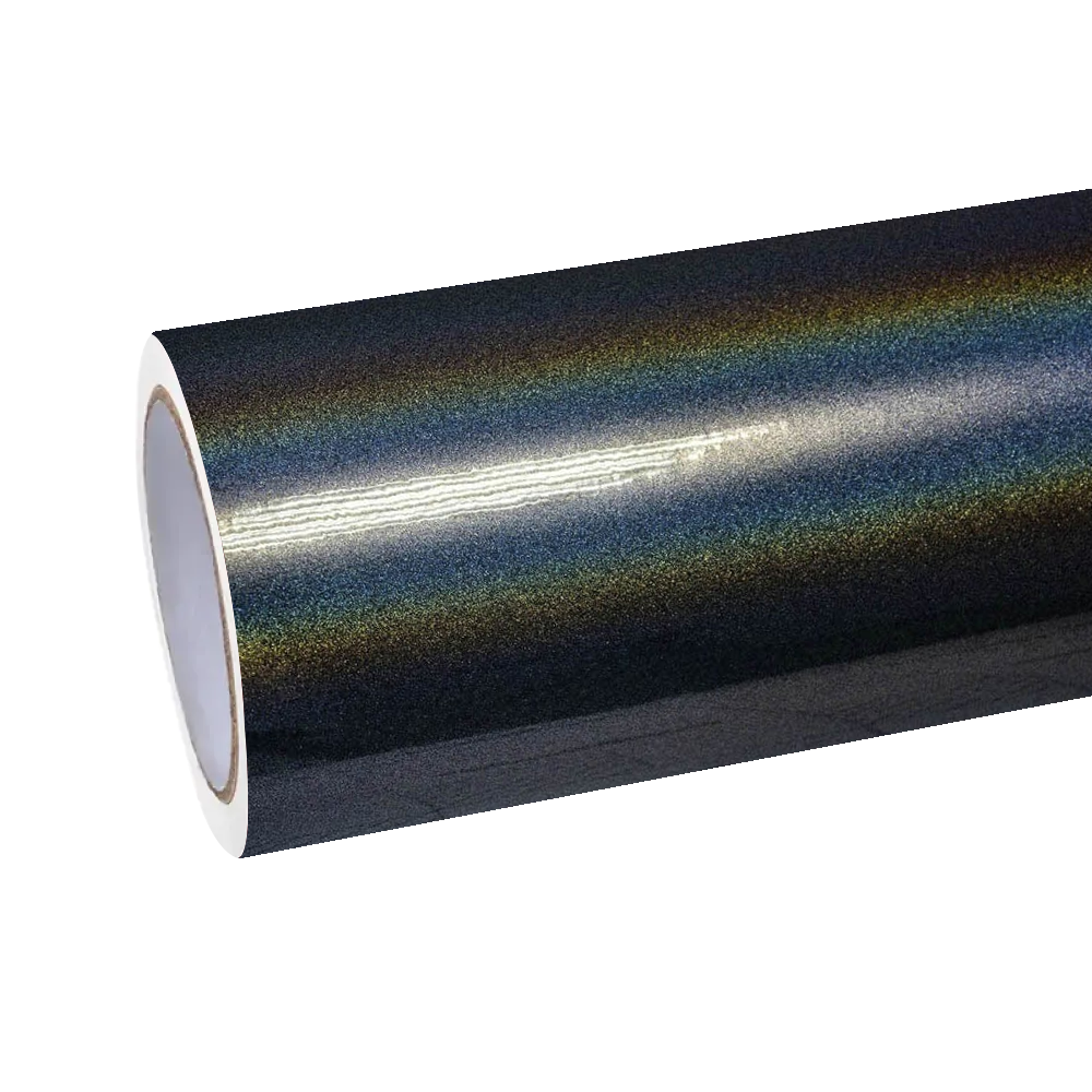 Gloss Metallic Rainbow Laser Black Car Vinyl Wrap PET