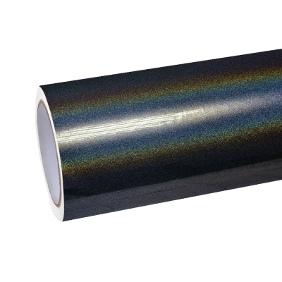 Gloss Metallic Rainbow Laser Black Car Vinyl Wrap PET 01