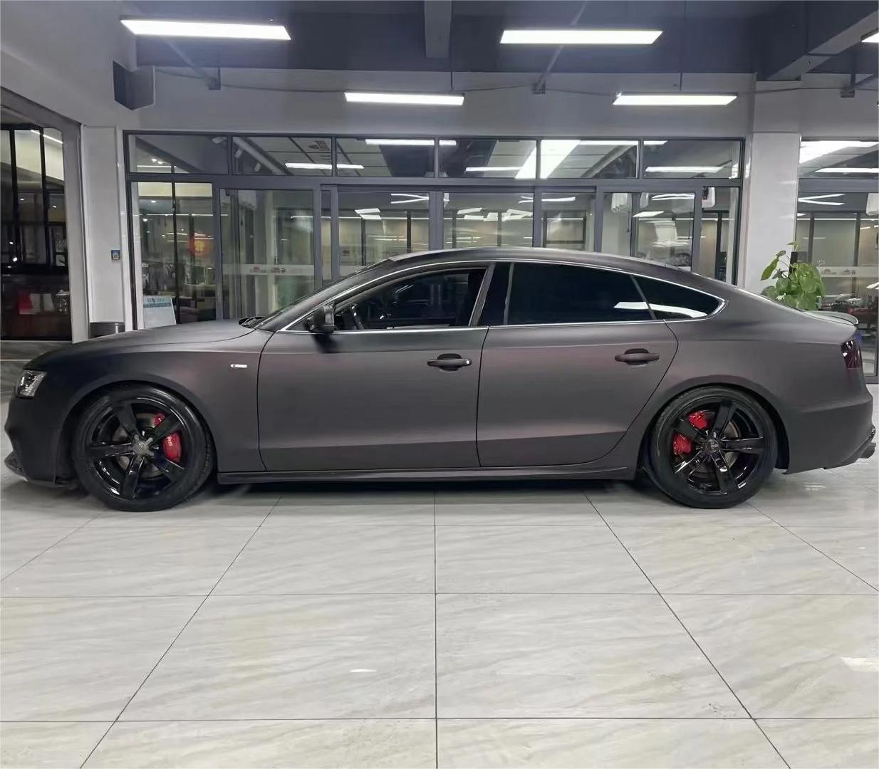 Matte Metallic Diamond Red Black Car Vinyl Wrap 