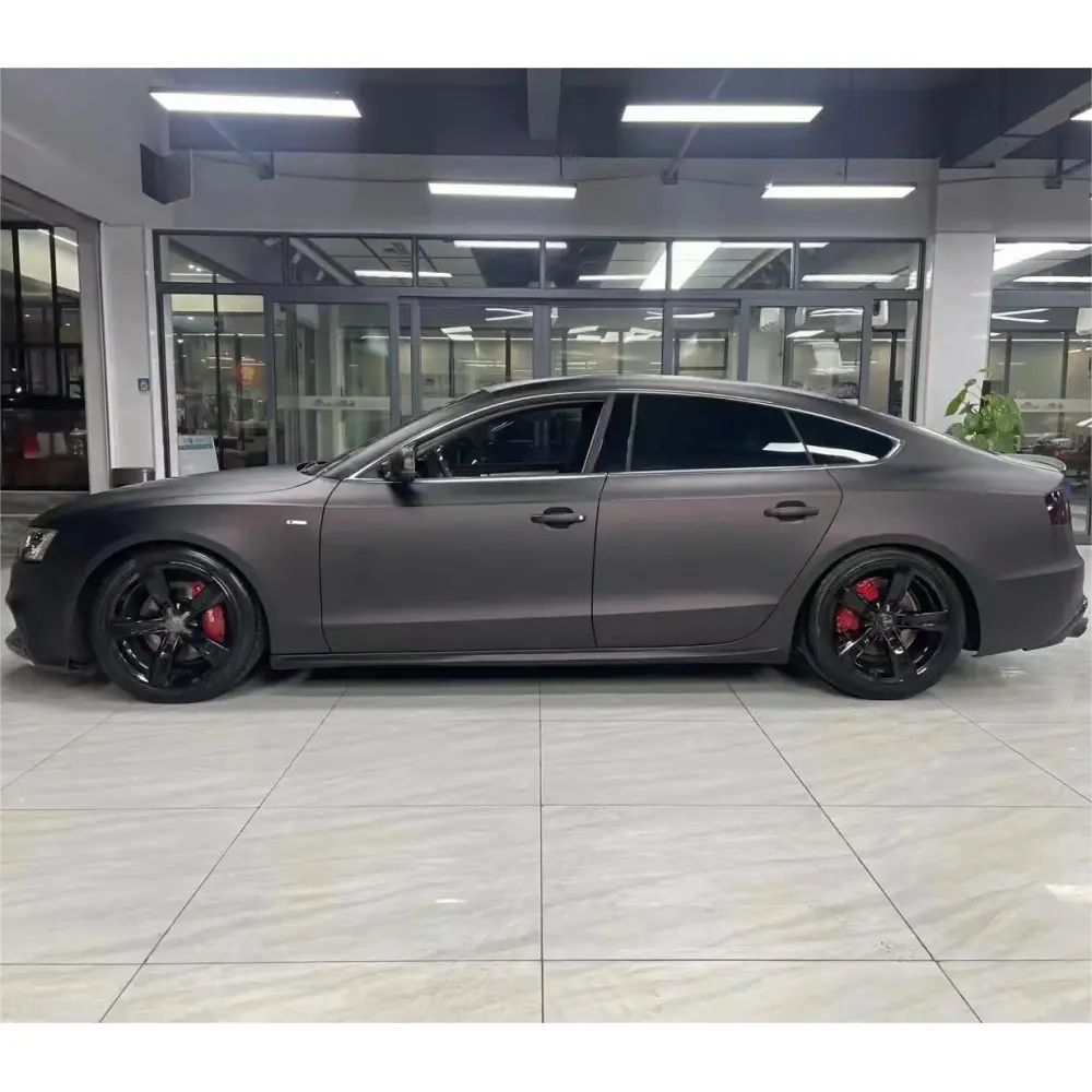 Matte Metallic Diamond Red Black Car Vinyl Wrap 