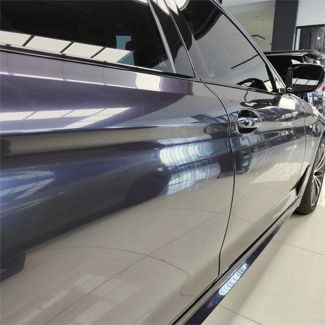 Gloss Metallic Blue Grey Car Vinyl Wrap