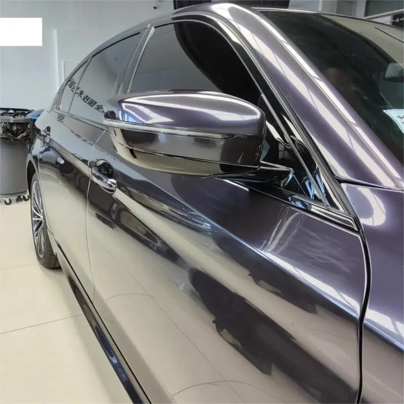 Gloss Metallic Blue Grey Car Vinyl Wrap