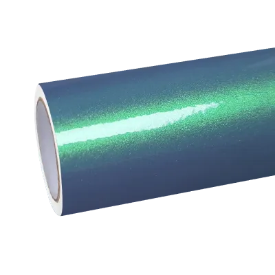 Gloss Metallic Chameleon Green Grey Car Vinyl Wrap 01