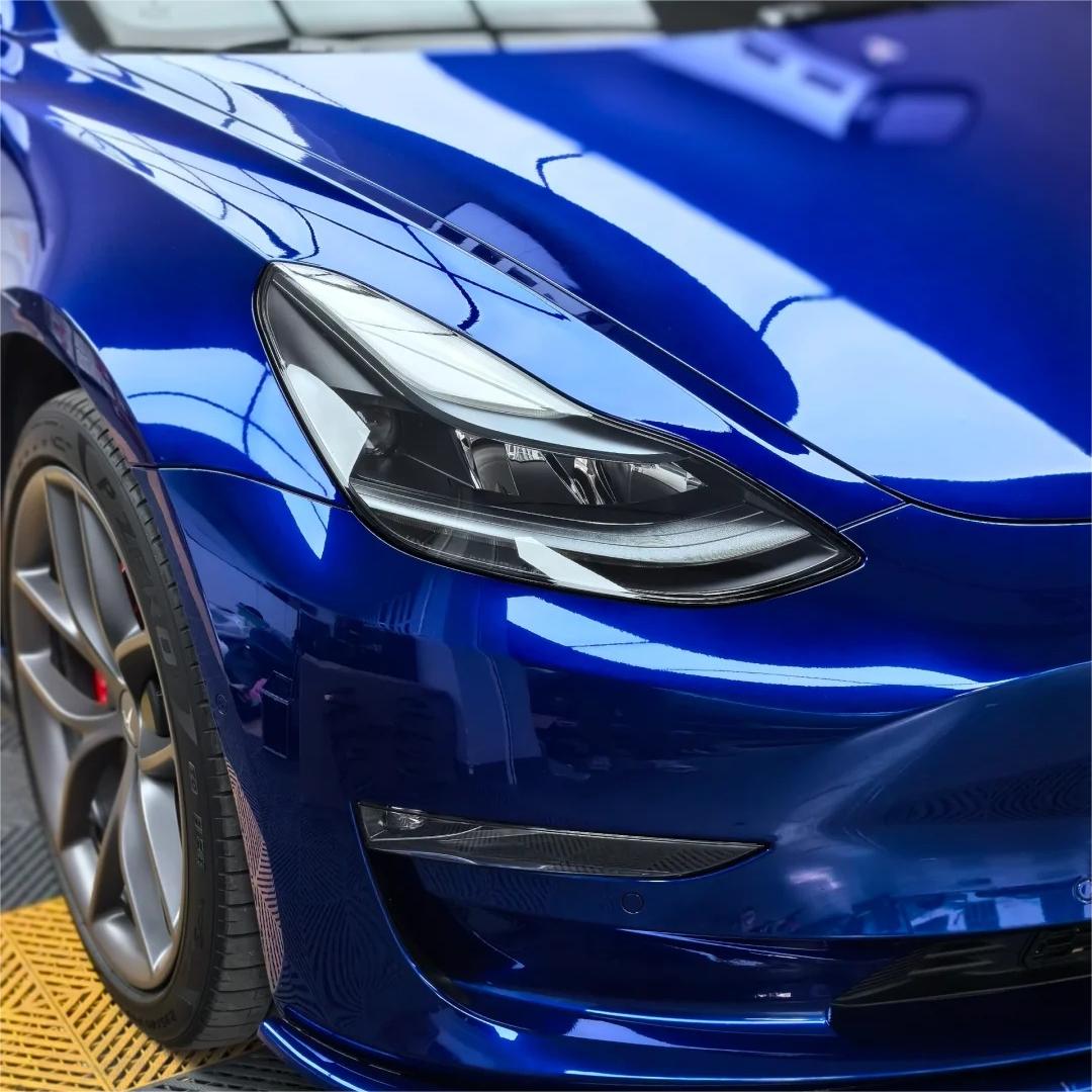 Gloss Metallic Liquid Ocean Blue Car Vinyl Wrap Tesla