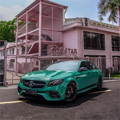 Gloss Vintage Green Car Vinyl Wrap 02