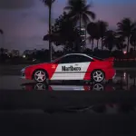 Marlboro Racing Car wrap Custom Design - White, Red and Black Car Wrap (Bundle)