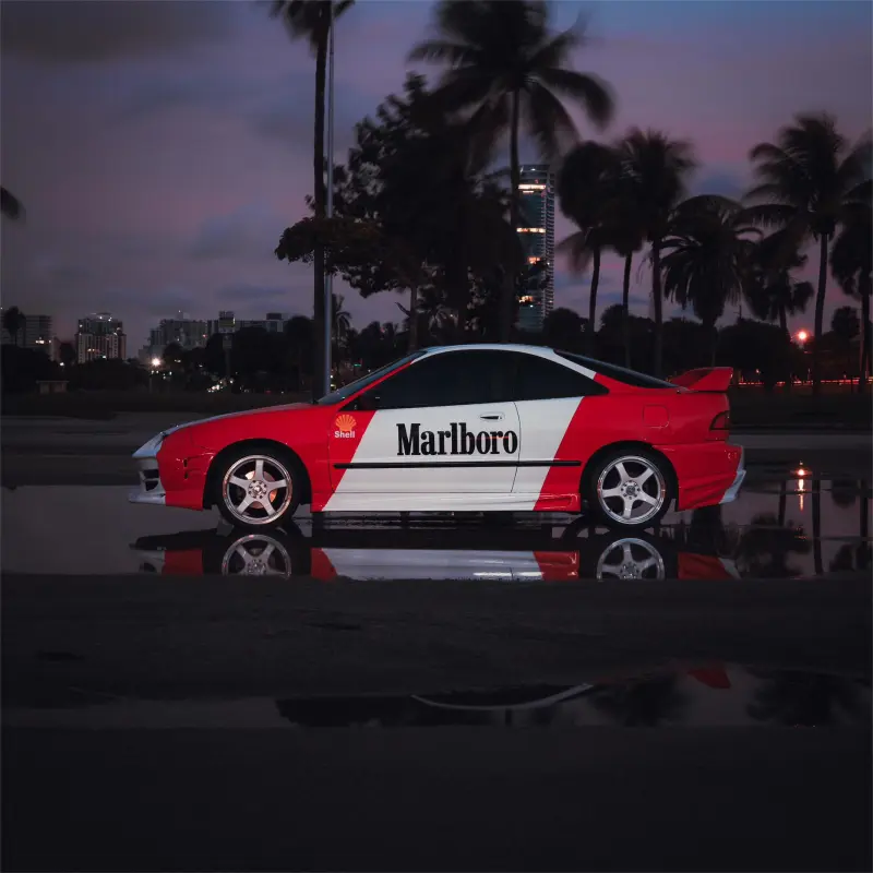 Marlboro Racing Car wrap Custom Design - White, Red and Black Car Wrap (Bundle)
