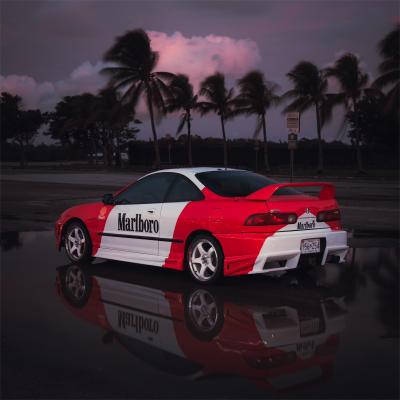 Marlboro Racing Car wrap Custom Design - White, Red and Black Car Wrap (Bundle) 02
