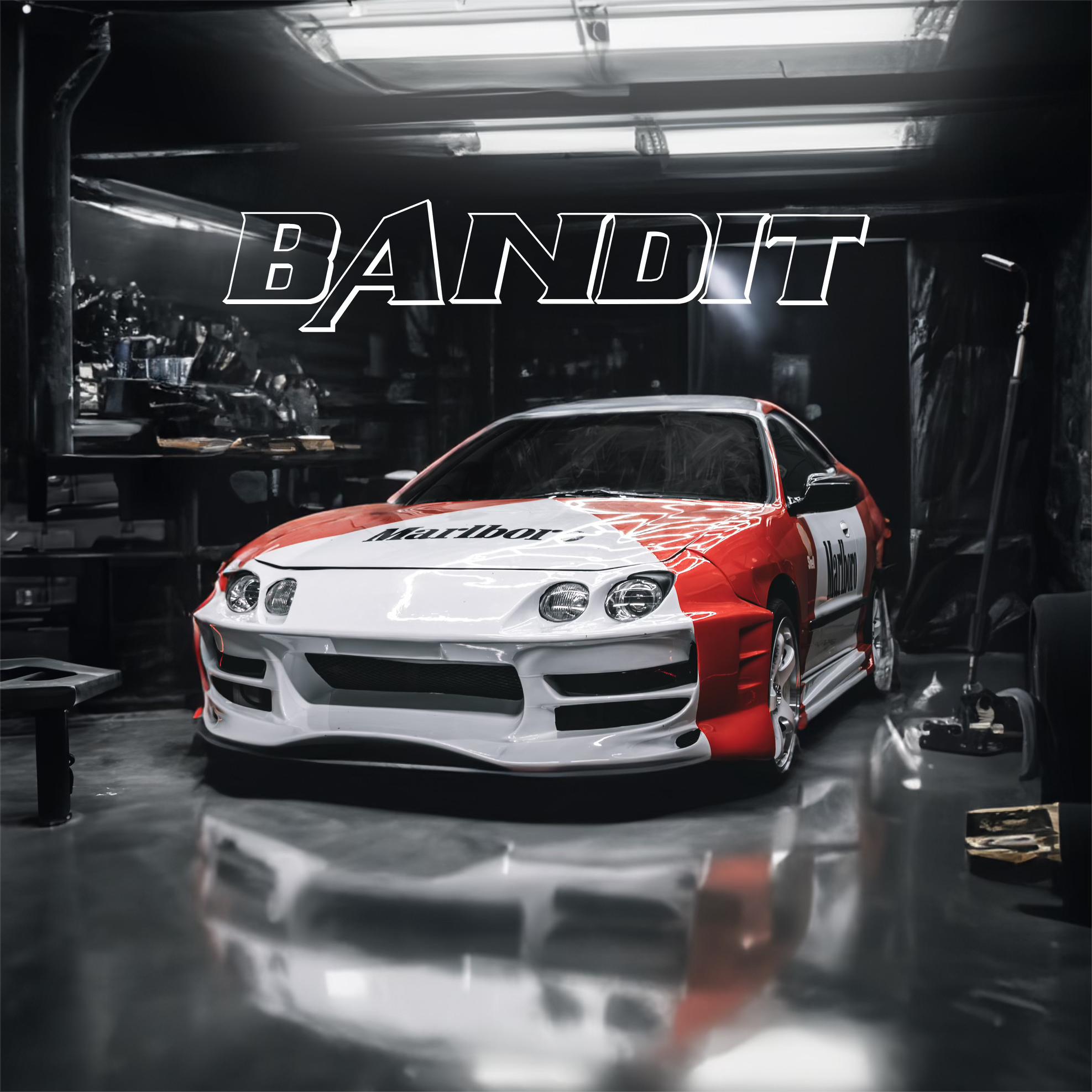 Marlboro Racing Car wrap Custom Design - White, Red and Black Car Wrap (Bundle)