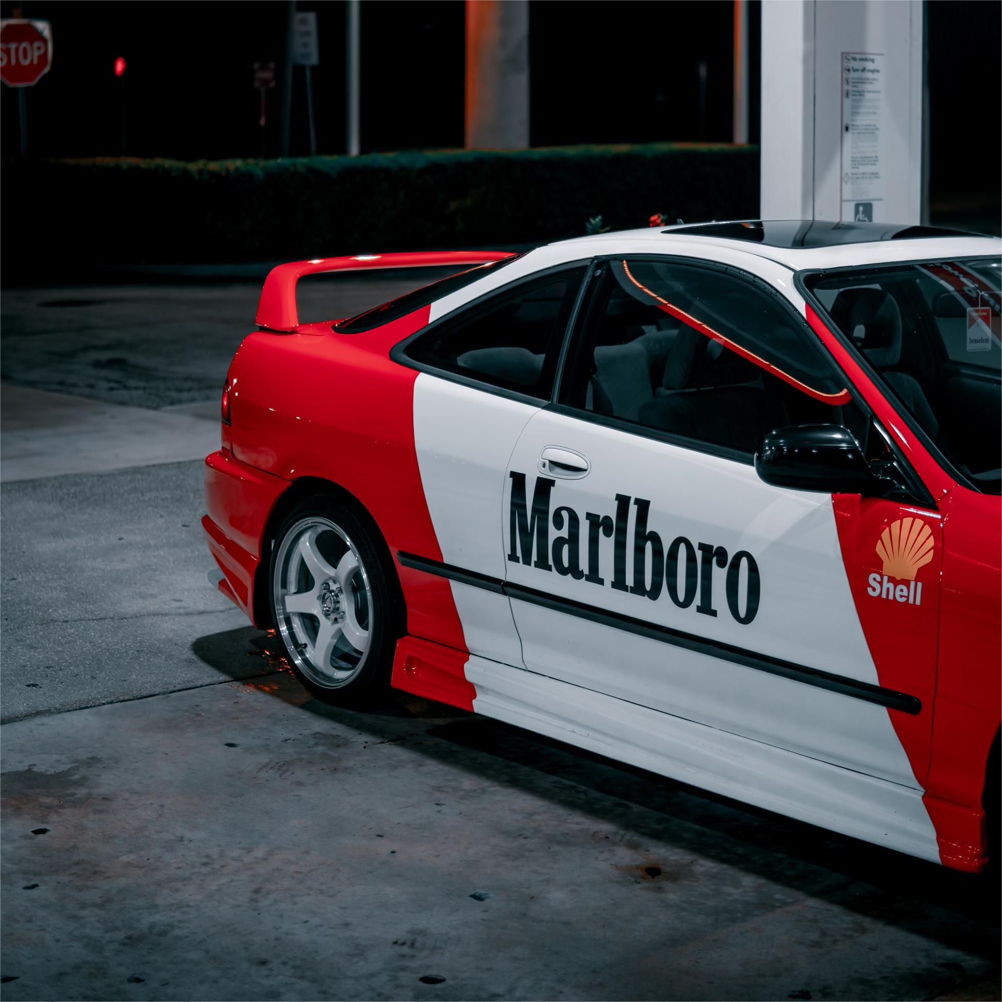 Marlboro Racing Car wrap Custom Design - White, Red and Black Car Wrap (Bundle)