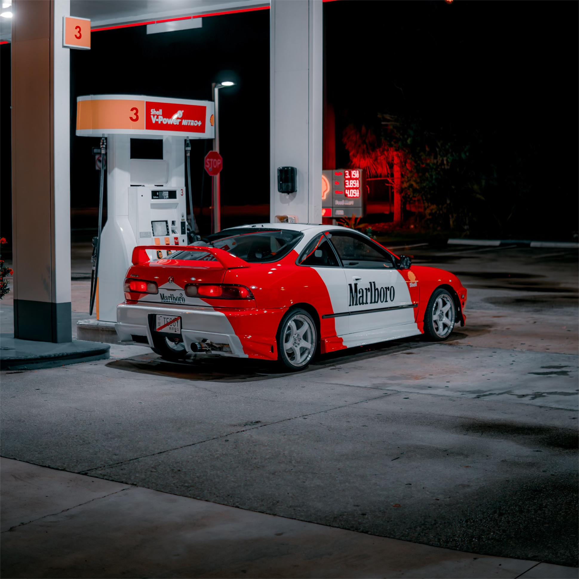 Marlboro Racing Car wrap Custom Design - White, Red and Black Car Wrap (Bundle)