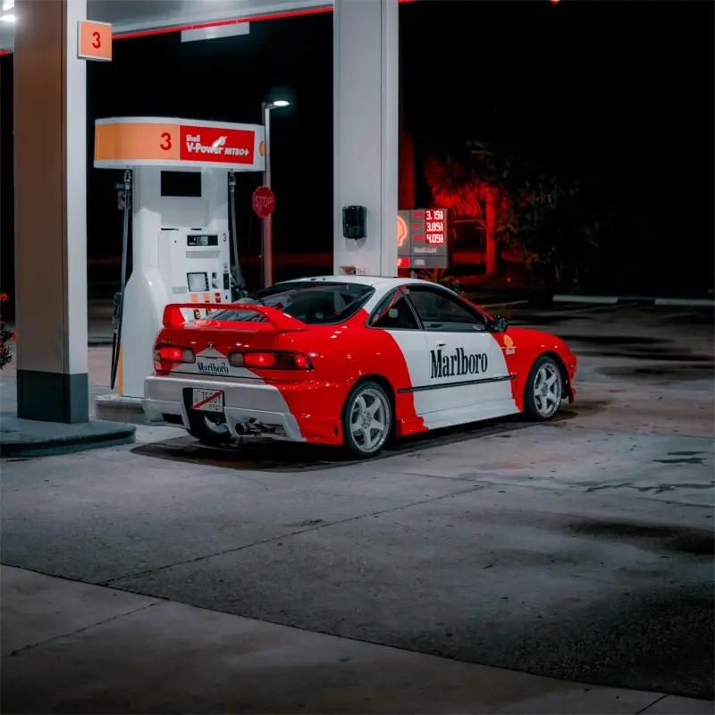 Marlboro Racing Car wrap Custom Design - White, Red and Black Car Wrap (Bundle)
